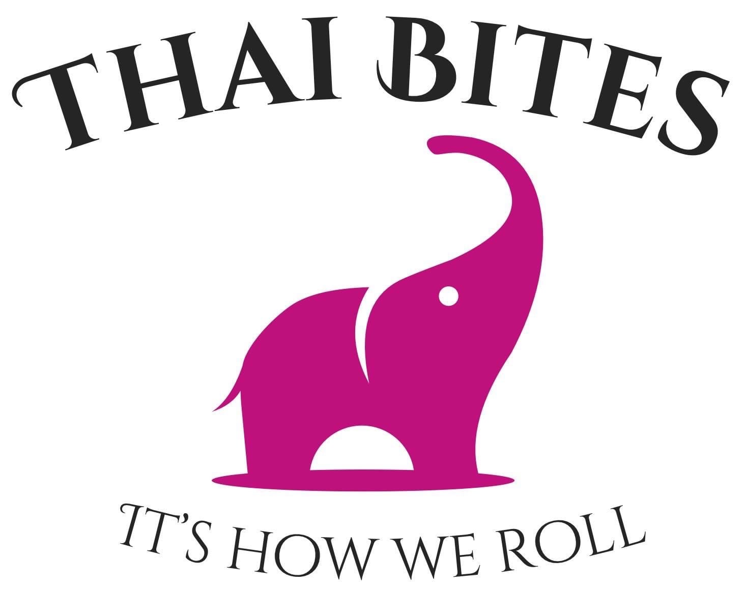Thai Bites Food Truck logo with "it's how we roll" tagline