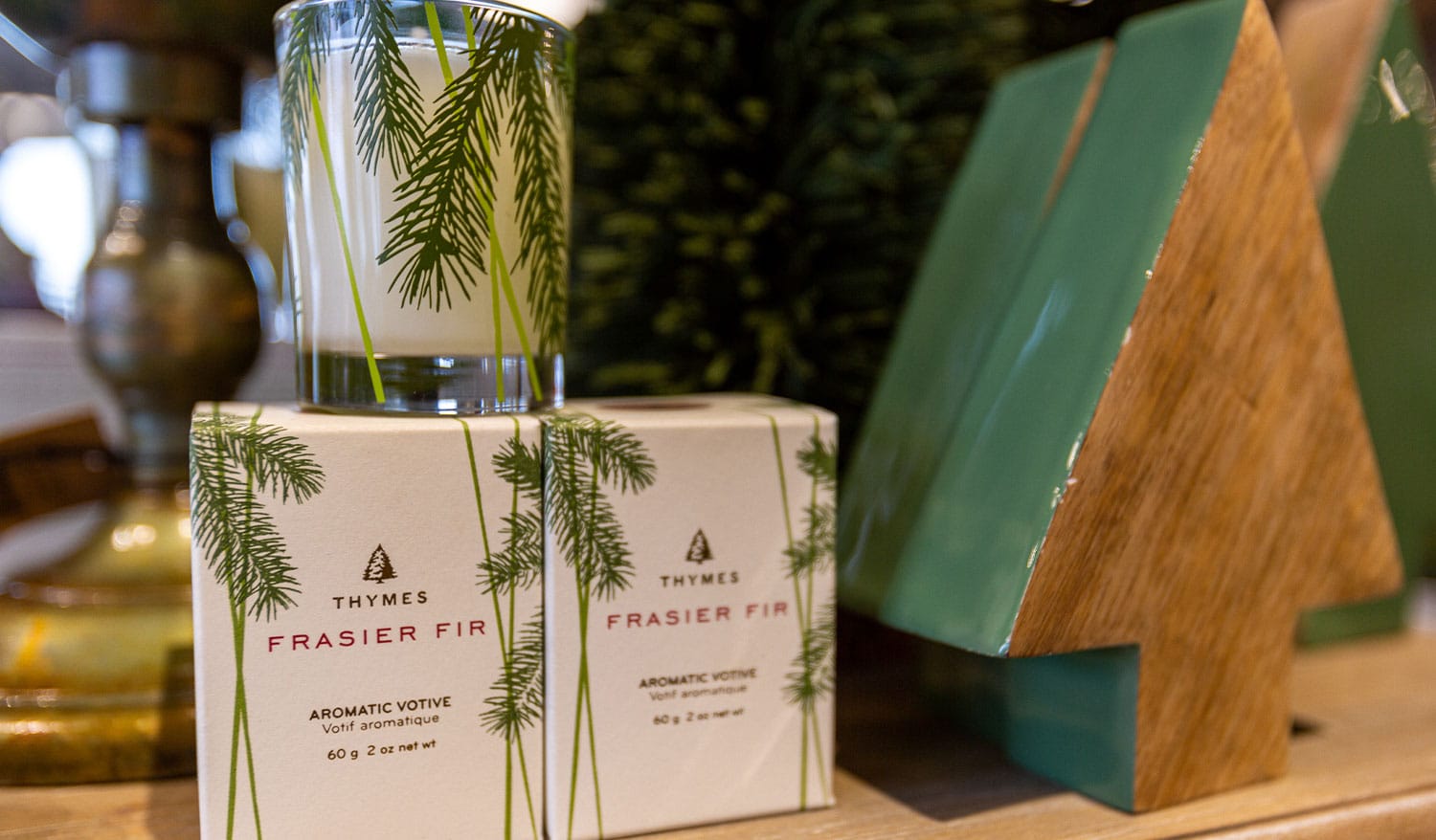 Fraiser fir candles by Thymes at Franz Witte garden center