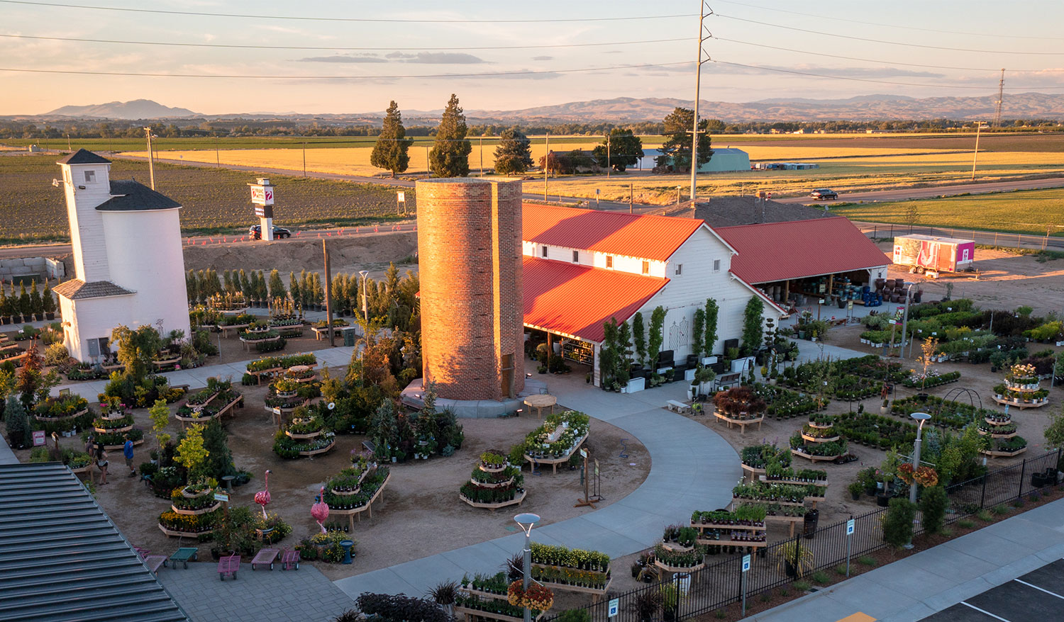 Arial shot of Franz Witte at sunset