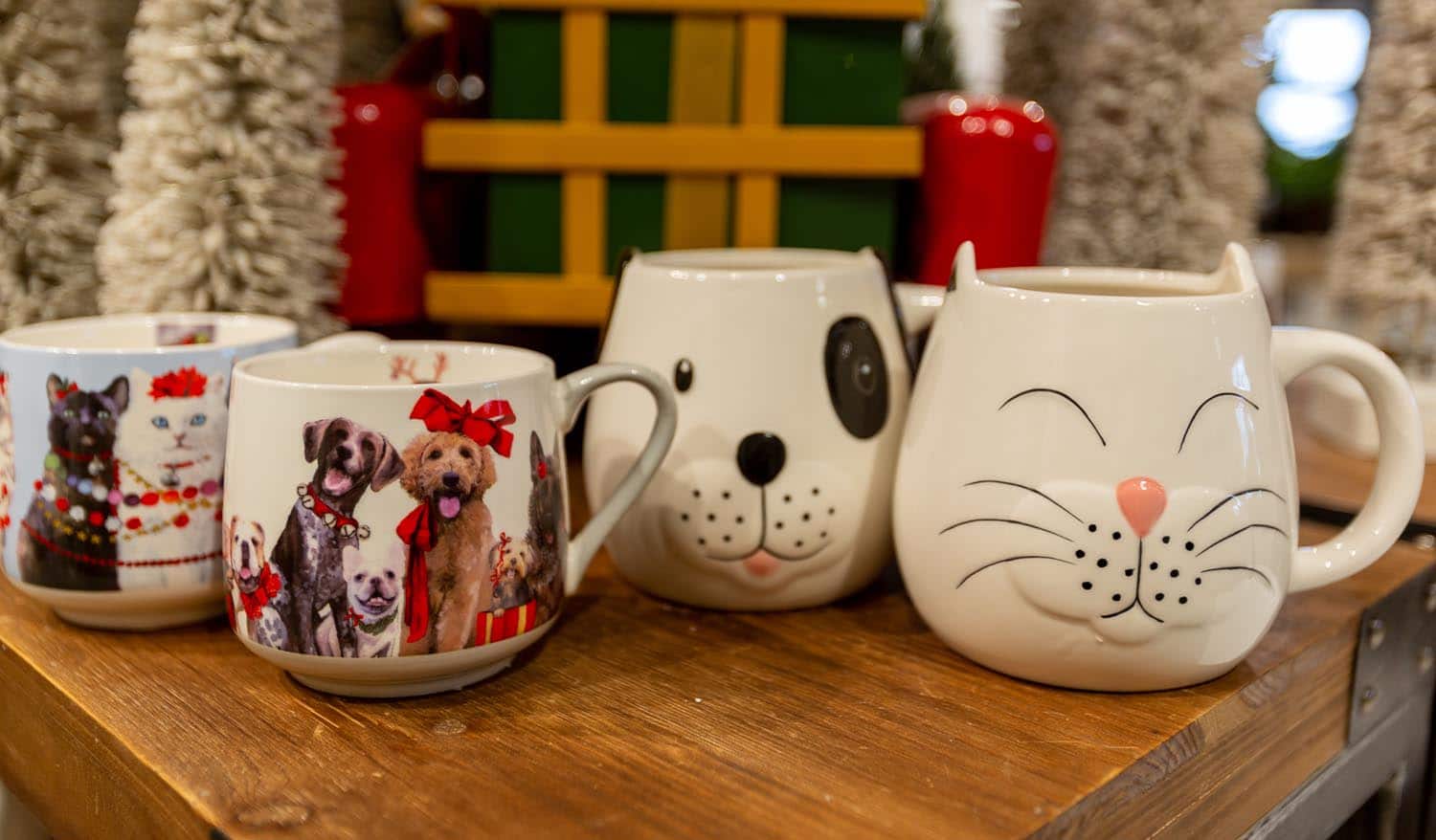 Dog and cat hand painted mugs